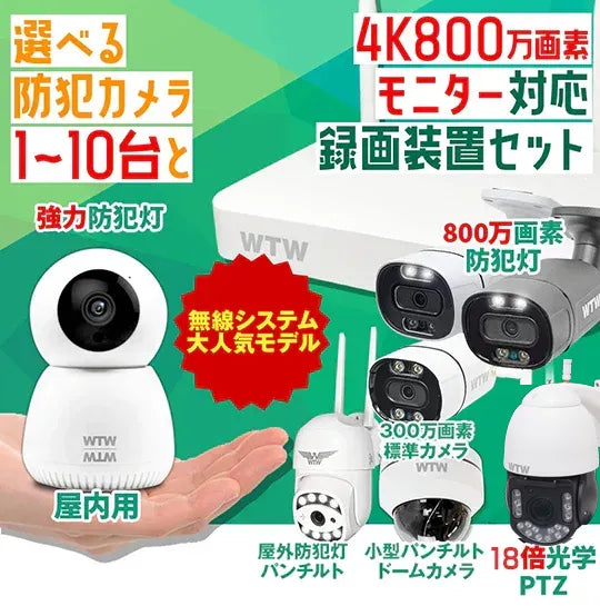 最大800万画素入力対応のEAGLEシリーズセット ワイヤレス 小型録画機  無線でカメラ接続対応! 防犯灯 パンチルト 多種多彩のカメラ1~10台セット WTW-WNV2279EWX 最大800万画素入力対応のEAGLEシリーズセット ワイヤレス 小型録画機  無線でカメラ接続対応! 防犯灯 パンチルト 多種多彩のカメラ1~10台セット WTW-WNV2279EWX